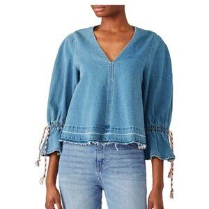 See by Chloé Denim Tie Sleeve Top